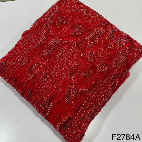 Cut Dana Beads Embroidered Net fabric - F2784